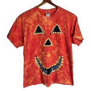 Halloween Tie-dye Jack O Lantern 90's Style Short Sleeve Pumpkin XL T-Shirt